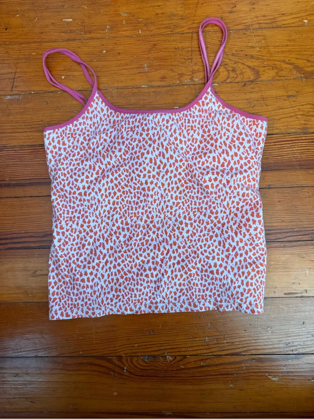 PINK Victoria's Secret White Cami with Orange Print & Pink Trim